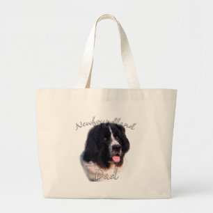 Grand Tote Bag Landseer Terre-Neuve Papa 2, Newfie Papa, Newf Pap