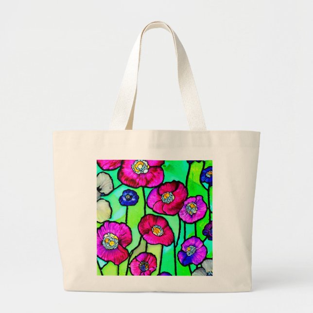 Grand Tote Bag L'art en verre des anémones (Devant)