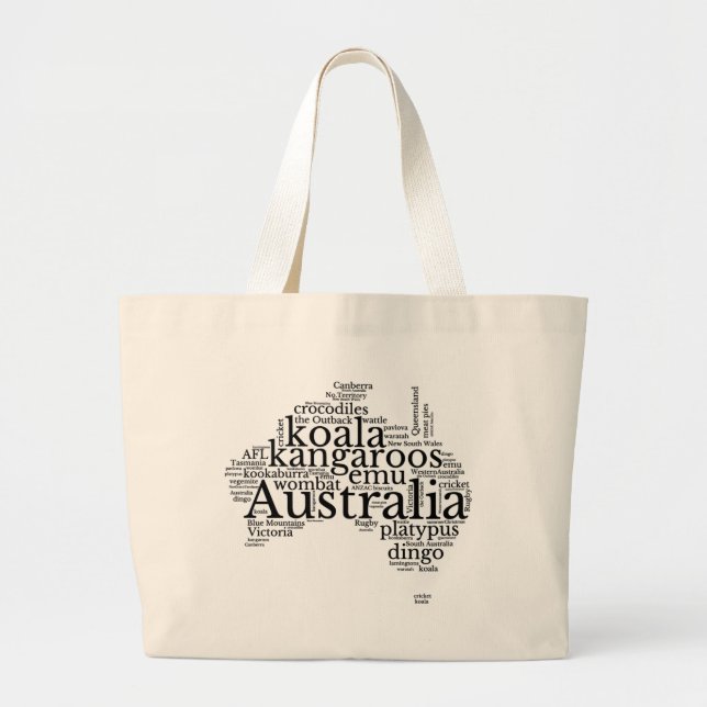 Grand Tote Bag L'Australie Map Word Art (Devant)