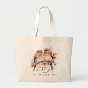 Grand Tote Bag L'Automne Est Dans L'Air - Beaux Oiseaux Et Feuill