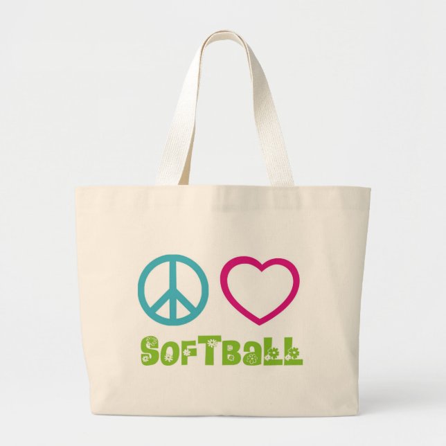 Grand Tote Bag Le base-ball d'amour de paix (Devant)