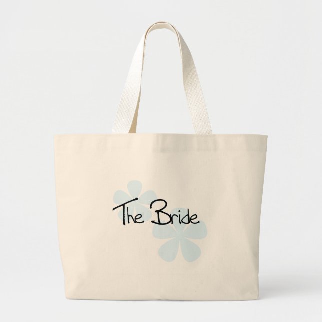 Grand Tote Bag Le bleu fleurit la jeune mariée (Devant)