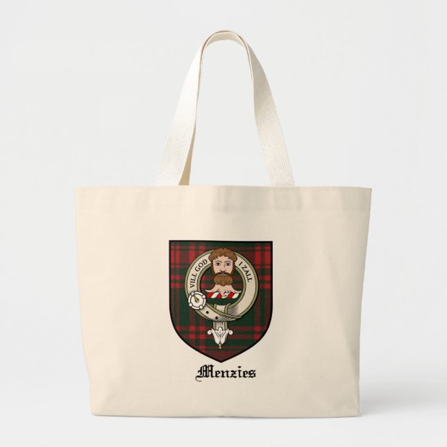 Grand Tote Bag Le clan de Menzies Crest le tartan d'insigne (Devant)