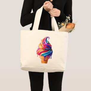 Grand Tote Bag Le cône de glace classique vibrant de SlipperyJoe'