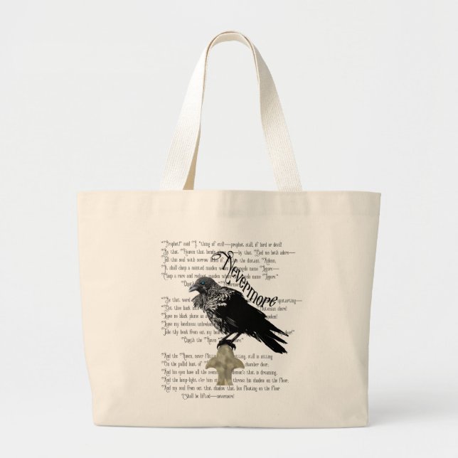 Grand Tote Bag Le Corbeau d'Edgar Allan Poe (Devant)