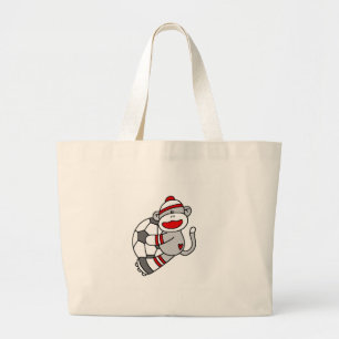 Grand Tote Bag Le football de singe de chaussette