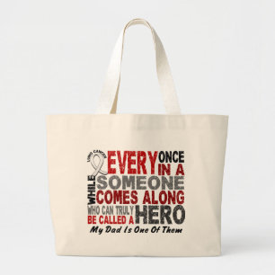 Grand Tote Bag Le héros vient le long 1 cancer de poumon de papa