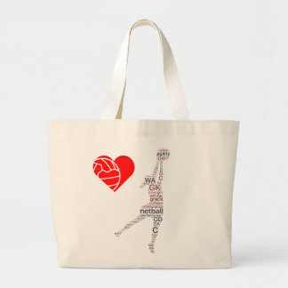 Grand Tote Bag Le joueur place le net-ball de thème de tireur de