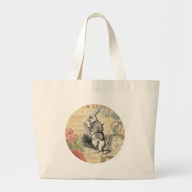 Grand Tote Bag Le lapin blanc Alice au pays des merveilles (Devant)