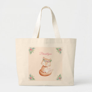 Grand Tote Bag Le lapin renard et le lapin lapin en train de batt