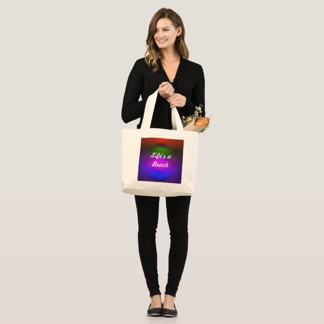 Grand Tote Bag Le néon des couleurs La vie est une plage (Devant (modèle))