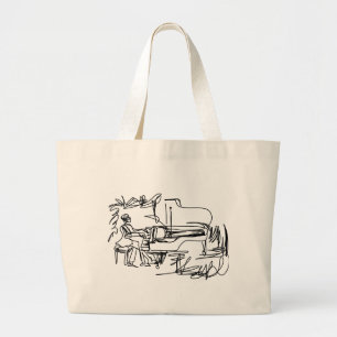 Grand Tote Bag Le pianiste - thème de piano