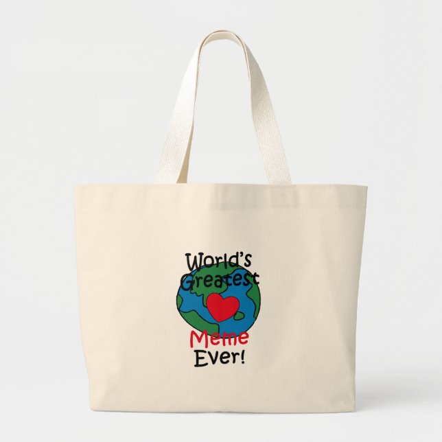 Grand Tote Bag Le plus grand coeur de Meme du monde (Devant)