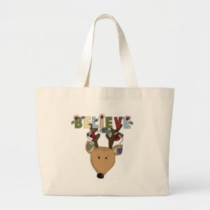 Grand Tote Bag Le renne croient des T-shirts et des cadeaux de