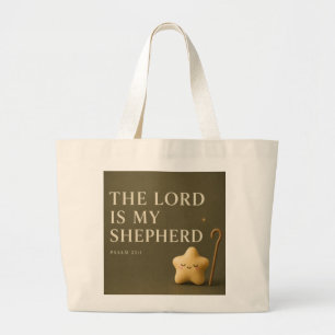 Grand Tote Bag Le Seigneur Est Mon Berger Psaume 23:1 Vert Oliv