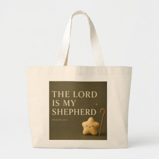 Grand Tote Bag Le Seigneur Est Mon Berger | Psaume 23:1 Vert Oliv