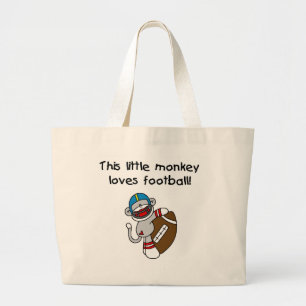 Grand Tote Bag Le singe de chaussette aime des T-shirts et des