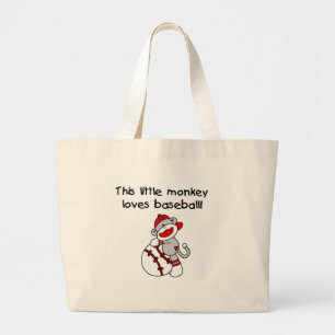 Grand Tote Bag Le singe de chaussette aime le base-ball