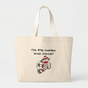Grand Tote Bag Le singe de chaussette aime le football
