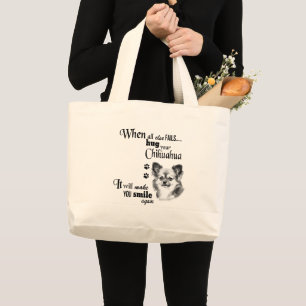 Grand Tote Bag Le slogan moderne de la race mignonne de Chihuahua