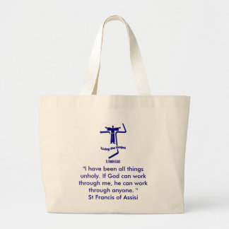 Grand Tote Bag Le St Francis de la citation d'Assisi