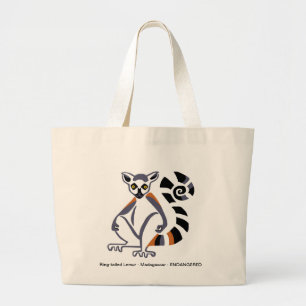Grand Tote Bag LEMUR à queue de cerne - Amoureux des animaux - Fa