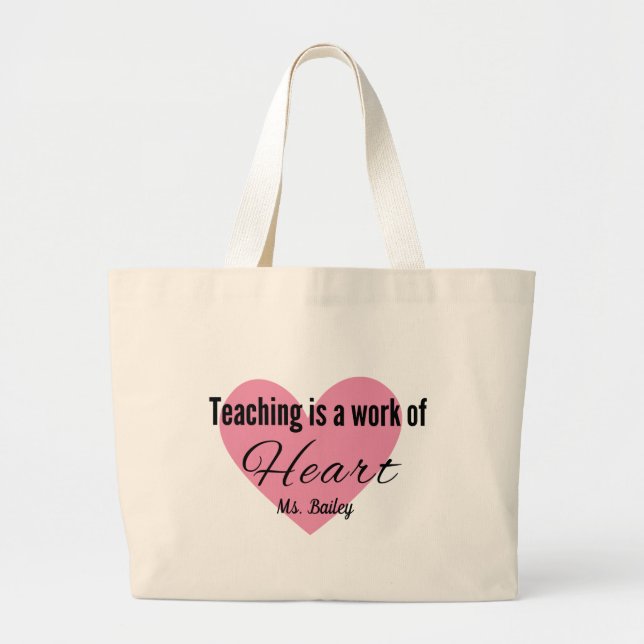 Grand Tote Bag L'Enseignement Est Une Oeuvre De Cardiaque Fourre- (Devant)