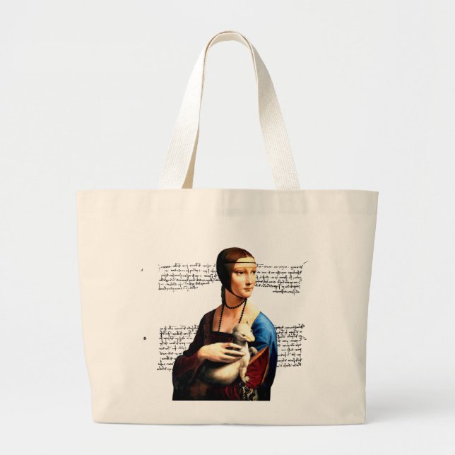 Grand Tote Bag Léonard de Vinci Lady avec Ermine (Devant)