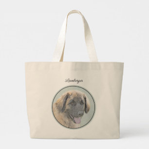 Grand Tote Bag Léonberger Peinture Leo Cute Art original chien an
