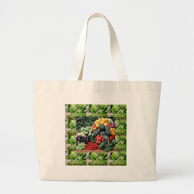 Grand Tote Bag Les agriculteurs lancent des idées végétariennes (Devant)