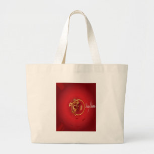 Grand Tote Bag Les cloches de Noël rouges Jingle ont un beau jour