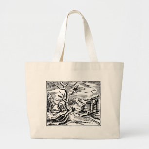 Grand Tote Bag Les colombes de la Renaissance dans les arbres sur