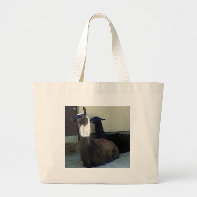 Grand Tote Bag Les lamas comme image du Zoo (Devant)