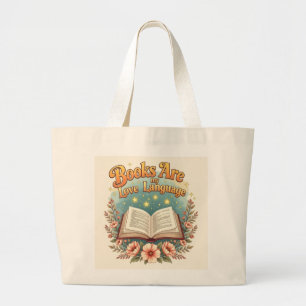 Grand Tote Bag Les livres sont mon langage de l'amour 