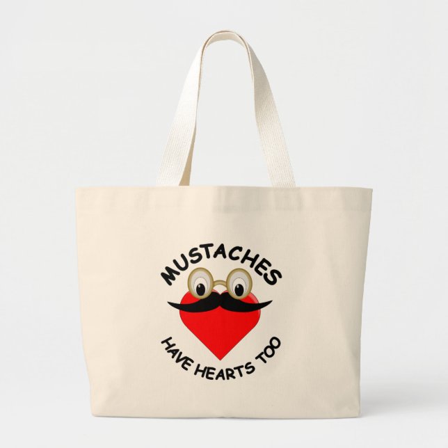 Grand Tote Bag Les moustaches ont aussi des coeurs (Devant)