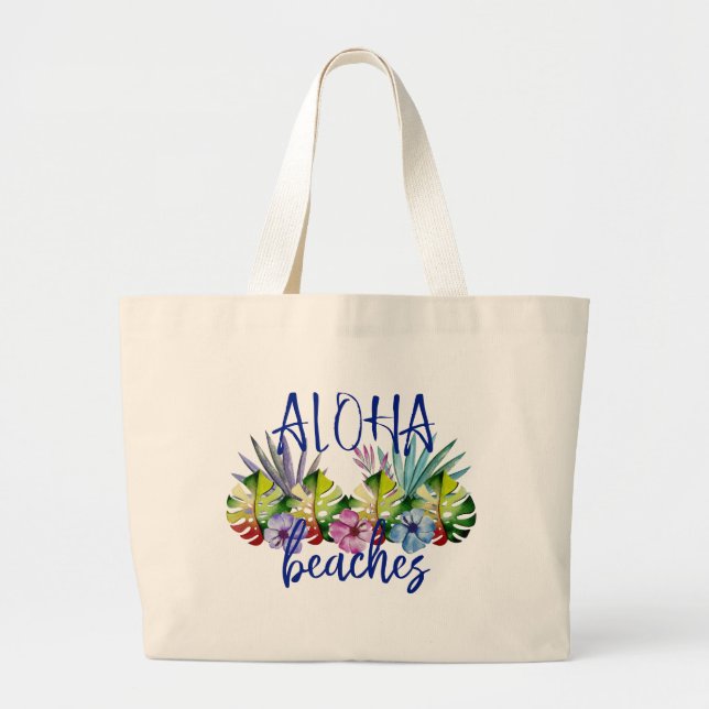 Grand Tote Bag Les plages d'Aloha Tropical Hawaiian Summer (Devant)