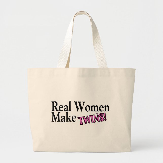 Grand Tote Bag Les vraies femmes font des jumeaux (le rose) (Devant)