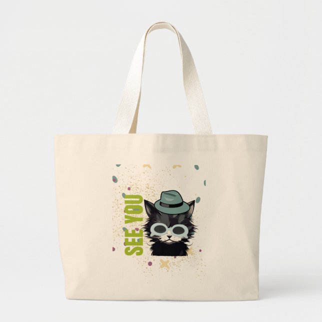 Grand Tote Bag Les yeux de chat vous voient (Devant)