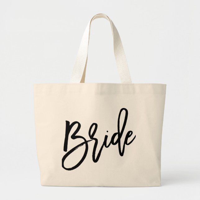 Grand Tote Bag Lettrage à la mode de jeune mariée (Devant)