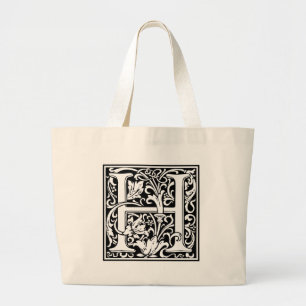 Grand Tote Bag Lettre H Monogramme médiéval Art Nouveau
