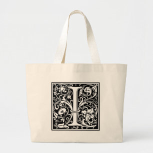Grand Tote Bag Lettre I Monogramme médiéval Art Nouveau