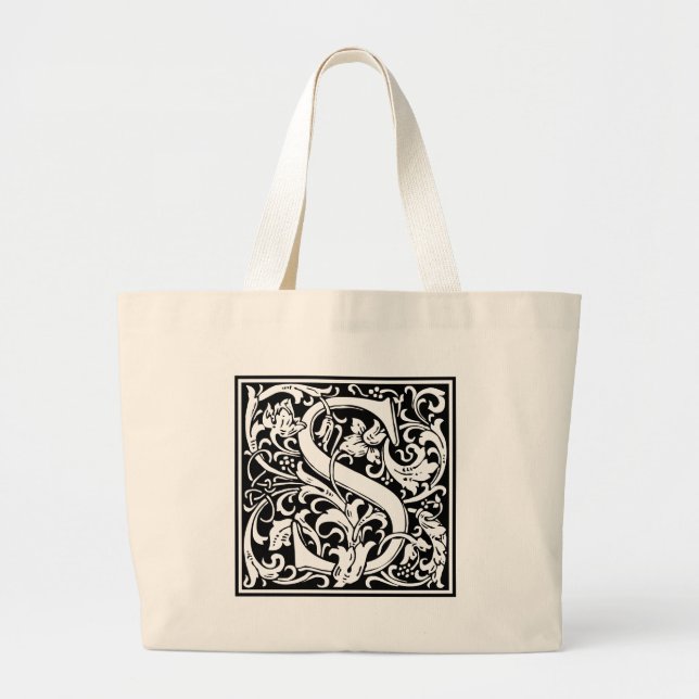Grand Tote Bag Lettre S Monogramme médiéval Art Nouveau (Devant)