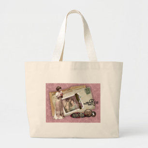 Grand Tote Bag Lettres d'amour romantiques victoriennes