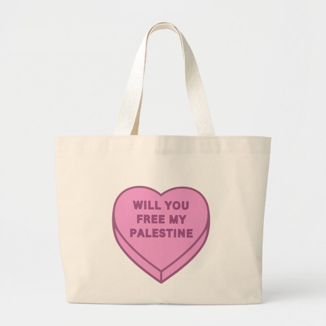 Grand Tote Bag Libérez-vous ma Palestine ? Cute Candy Coeur doux (Devant)