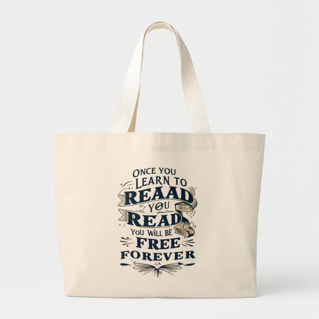 Grand Tote Bag Liberté de lecture Fourre-tout (Devant)