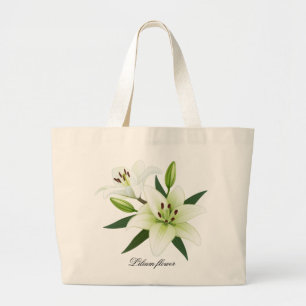 Grand Tote Bag Lilies Bouquet Fleur Blanche