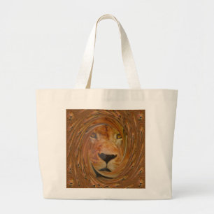Grand Tote Bag Lion Abstrait Safari Art