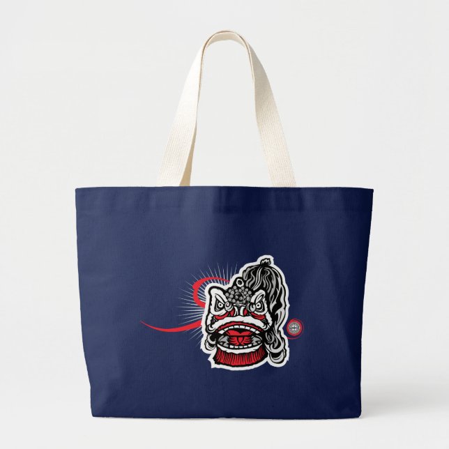 Grand Tote Bag Lion chinois moderne (Devant)