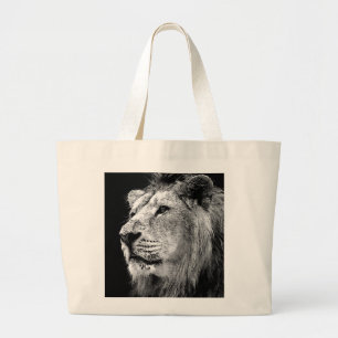 Grand Tote Bag Lion noir et blanc