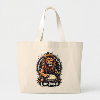 Grand Tote Bag Lion's Drum Parade drôle d'art : Majestic Lion Imp